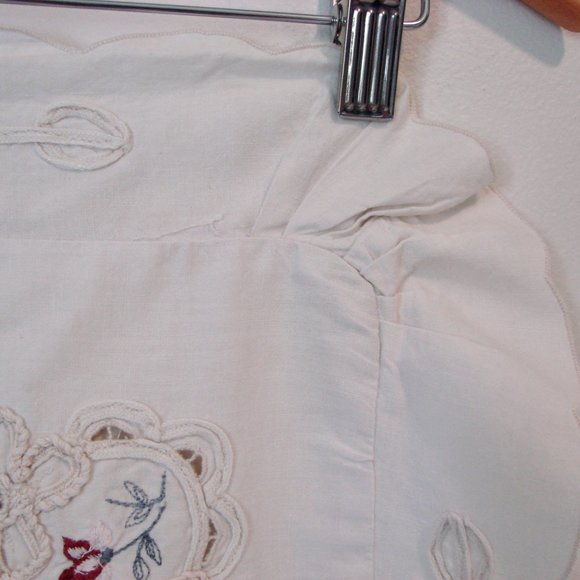 Vintage Floral Embroidered Pillow Case Cover Shabby Chic Flowers Lace Ruffle - Picture 9 of 12